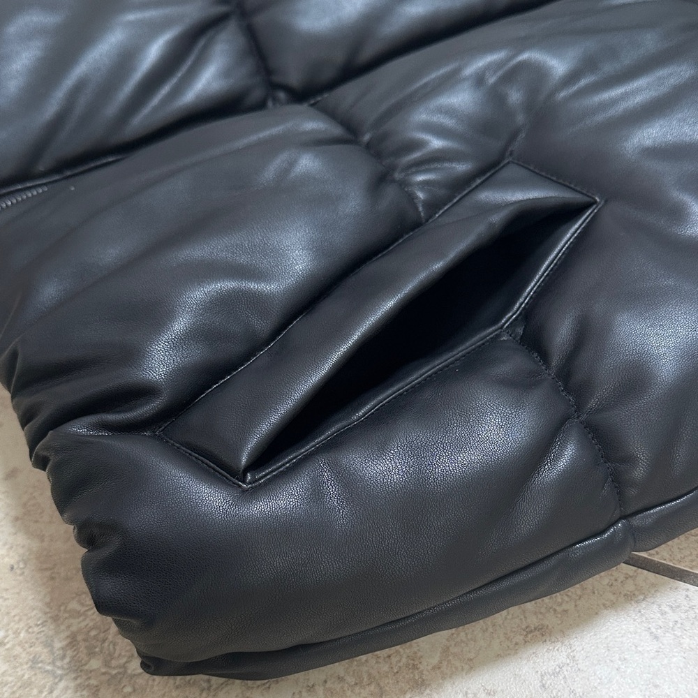 Banana Republic Black Vegan Faux Leather Puffer Vest - Picture 5 of 13